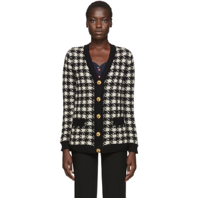 Gucci Women's Oversized Houndstooth Cashmere & Silk V-neck Cardigan In White