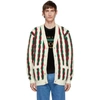 GUCCI GUCCI OFF-WHITE AND RED WOOL CARDIGAN