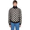 GUCCI GUCCI BLACK AND OFF-WHITE WOOL CHECKERBOARD ZIP-UP SWEATER