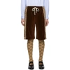 GUCCI GUCCI BROWN JACQUARD LOGO RHOMBUS SHORTS