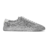 SAINT LAURENT SILVER GLITTER ANDY SNEAKERS