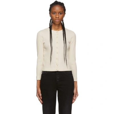 Amo Off-white Rib Cardigan In 190 Offwhit