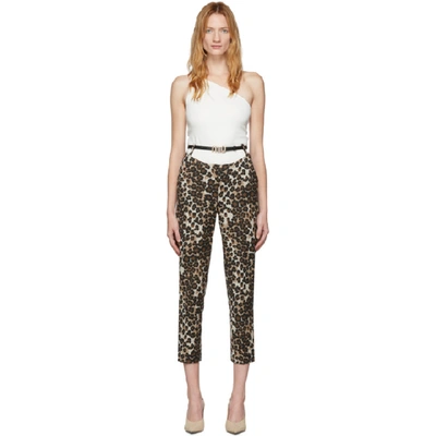 Pushbutton High-waisted Leopard-print Trousers