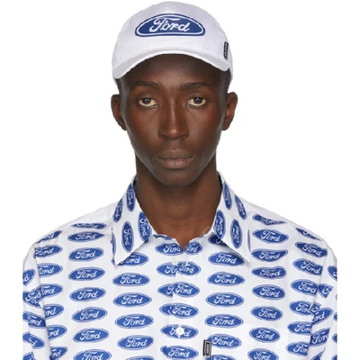 Versace Embroidered Ford Logo Baseball Hat In White