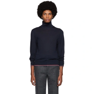 Thom Browne Classic Cashmere Turtleneck Pullover In Blue