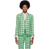 THOM BROWNE THOM BROWNE GREEN AND PINK FLANNEL CHECK BLAZER