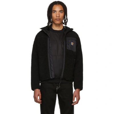 Carhartt Textured Fleece Coat With High Collar In Black