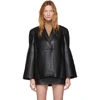 WE11 DONE WE11DONE BLACK FAUX-LEATHER BLAZER