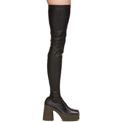 Stella Mccartney Chunky Faux-leather Heeled Over-the-knee Boots In Nero