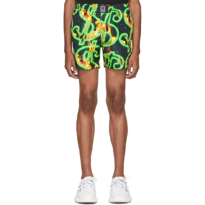 Sss World Corp Printed Polyester Swim Shorts In Black