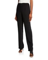 Caroline Rose Petite Suzette Crepe Straight-leg Pants In Black