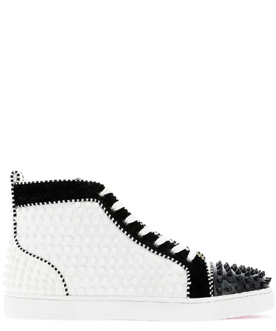 Christian Louboutin Men's Louis Spikes 2 Leather High-top Sneaker In White