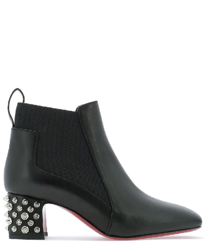 Christian Louboutin Study Studded Leather Chelsea Boots In Black Silver