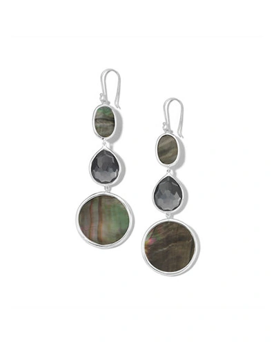 Ippolita Polished Rock Candy Oval-teardrop Earrings In Grey Pattern