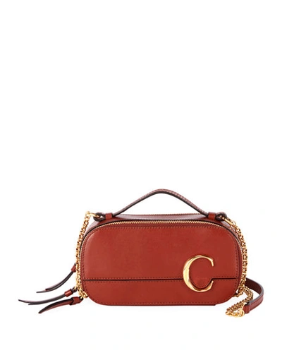 Chloé C Vanity Mini Leather Cross-body Bag In Brown