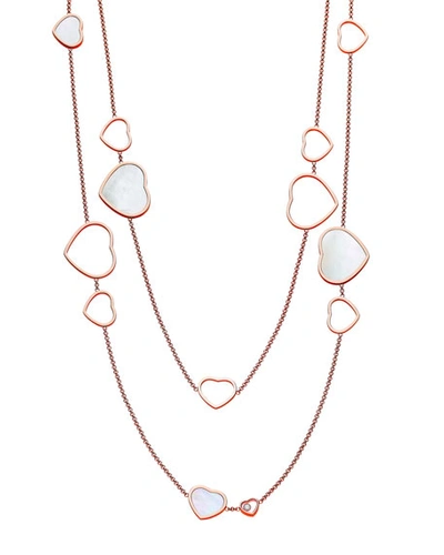 Chopard Happy Hearts 18k Rose Gold Mother-of-pearl Station Necklace In 18-carat Rose Gold