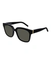 Saint Laurent Sl M143 Linea Monogram 001 Black Black Sunglasses In Beige