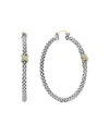 Lagos Sterling Silver & 18k Yellow Gold Embrace Diamond Hoop Earrings In Silver/multi