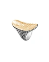 John Hardy Classic Chain Hammered 18k Gold Saddle Ring In Gold And Silver