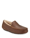 Ugg Men's Ascot Leather Plush-lined Slipper In Brown