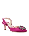 Manolo Blahnik Hangisi Kitten-heel Satin Slingback Pumps In Pink