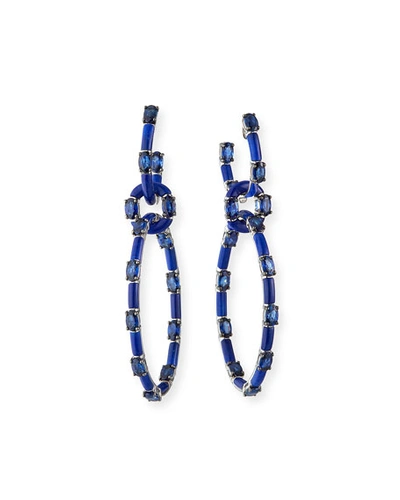 Etho Maria 18k White Gold Blue Sapphire & Lapis Multi-hoop Earrings