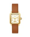 TORY BURCH 27MM ROBINSON LEATHER WATCH W/ MOVING LOGO, BROWN,PROD226820039