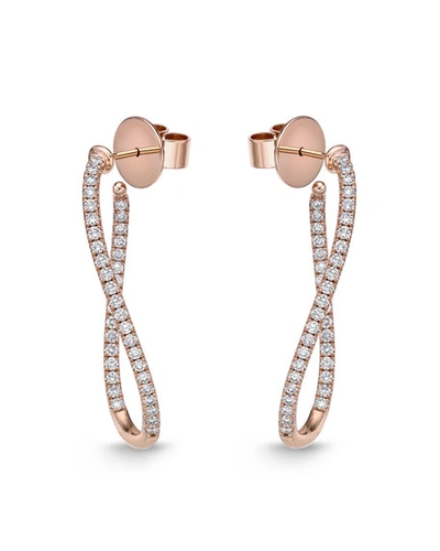 Memoire 18k Rose Gold Diamond Oval-twist Hoop Earrings