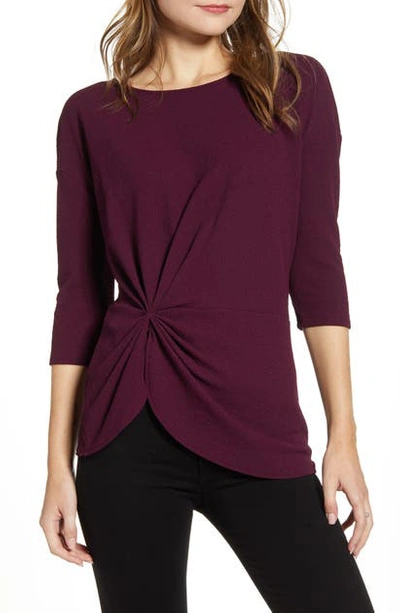 Vince Camuto Side Cinched Crepe Top In Merlot
