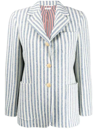 Thom Browne Vertical-stripe Tweed Jacket In Blue