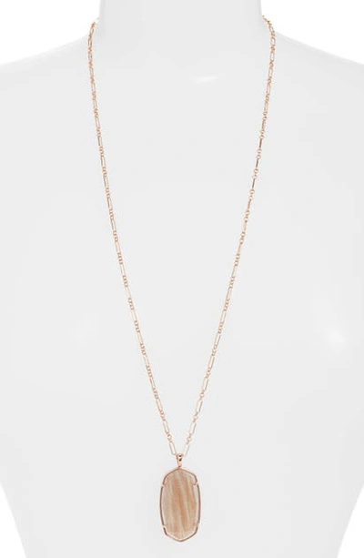 Kendra Scott Reid Long Faceted Pendant Necklace In Rs Gld/dusted Pink Illusion