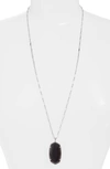 Kendra Scott Reid Long Faceted Pendant Necklace In Rhodium/ Black Cats Eye