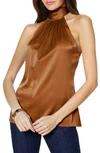Ramy Brook Lori Stretch Silk Halter Top In Copper