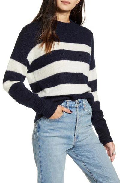Rails Ellise Stripe Cashmere Blend Sweater In Cadet Vanilla Stripe