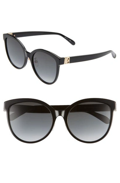 Givenchy 56mm Special Fit Gradient Round Sunglasses In Black/ Dk Grey Gradient