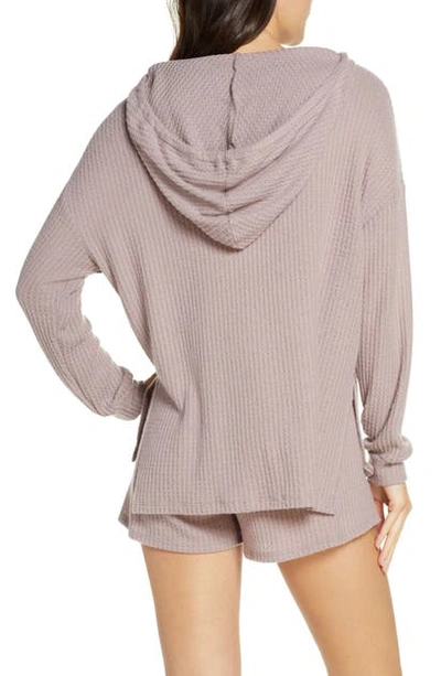 Project Social T Waffle Knit Hooded Pullover In Pale Putty Pink