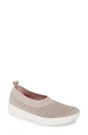 Fitflop Uberknit(tm) Crystal Ballerina Slip-on Sneaker In Metallic Mink Fabric