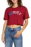 TOMMY JEANS USA FLAG CROP TEE,T93H0ZBA