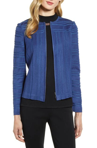 Ming Wang Front Zip Pullover In Spectrum Blue