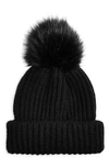 Topshop Faux Fur Pom Beanie In Black