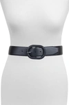 REBECCA MINKOFF COVERED BUCKLE LEATHER BELT,RM100408