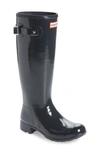 Hunter Original Tour Gloss Packable Rain Boot In Dark Slate