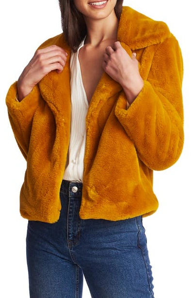 1.state Faux Mink Wide Collar Jacket In Honey Pot
