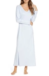 Hanro Pure Essence Long-sleeve Long Nightgown In Blue Glow
