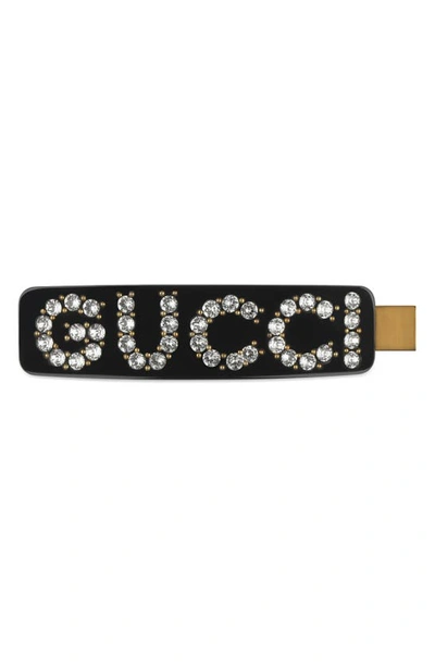 Gucci Rhinestone-embellished Logo Hair Clip In Plexi