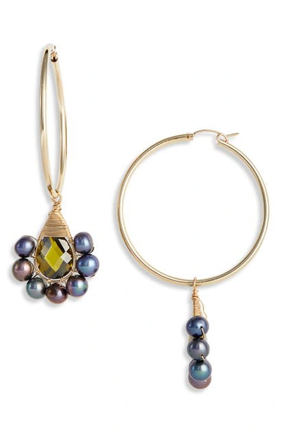 Beck Jewels Peacock Lolita Crystal Freshwater Pearl Hoop