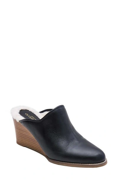 Andre Assous Sage Wedge Mule In Black Leather