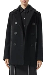 BURBERRY LEATHER POCKET PEACOAT,8018805