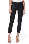 Paige Mayslie Tapered Mid-rise Faux-leather Trousers In Black Fog Luxe Coating