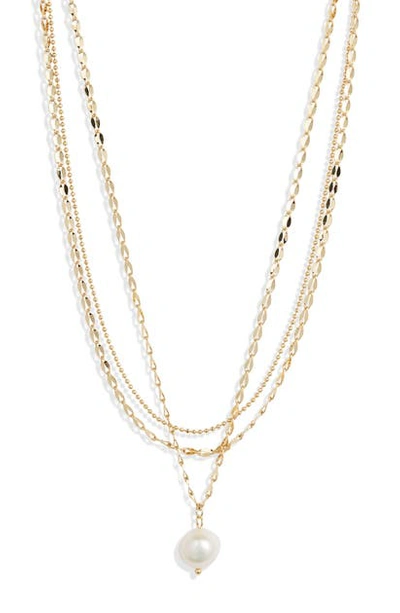 Jules Smith Layered Imitation Pearl Necklace In Gold